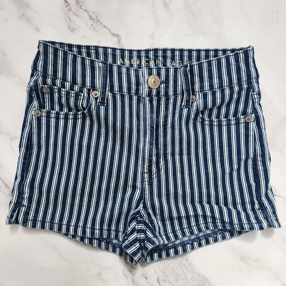American Eagle Outfitters Pants - American Eagle Hi-Rise Shortie Next Level Shortie Railroad Stripe Jean Shorts 0